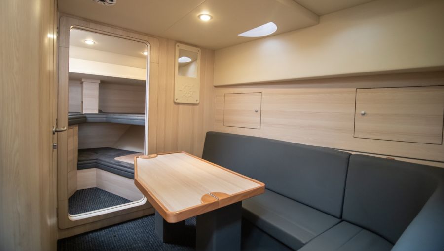 Expertly crafted interior and custom furniture for the "PILOT C50 MAXX" pilot boat, ensuring durability and functionality