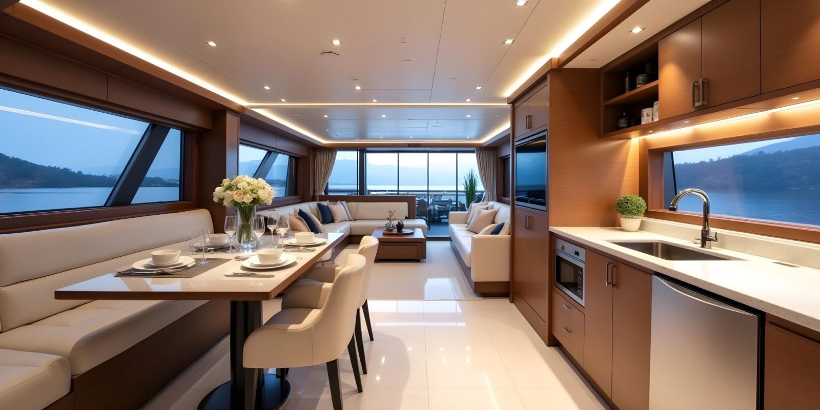 Popular yacht interior design styles including classic, modern, minimalist, and Mediterranean.